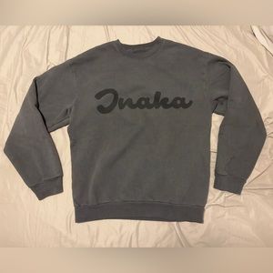 Mens Inaka Power Script Crewneck Sweater Sweatshirt - Vintage Dark Grey - Size L